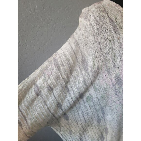 Pure Jill Forest Pattern Linen Blend 3/4 Sleeve Blouse Size M Lagenlook Casual - Picture 4 of 10